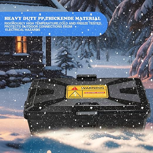 Medium Outdoor Electrical Box (10.3 x 5.9 x 3.7 in),IP54 Waterproof Extension Cord Connection Box with 6 Cable Entry Ports,Large Weatherproof Outlet Cover for Power Strip,Holiday Lights,Plug&Timer
