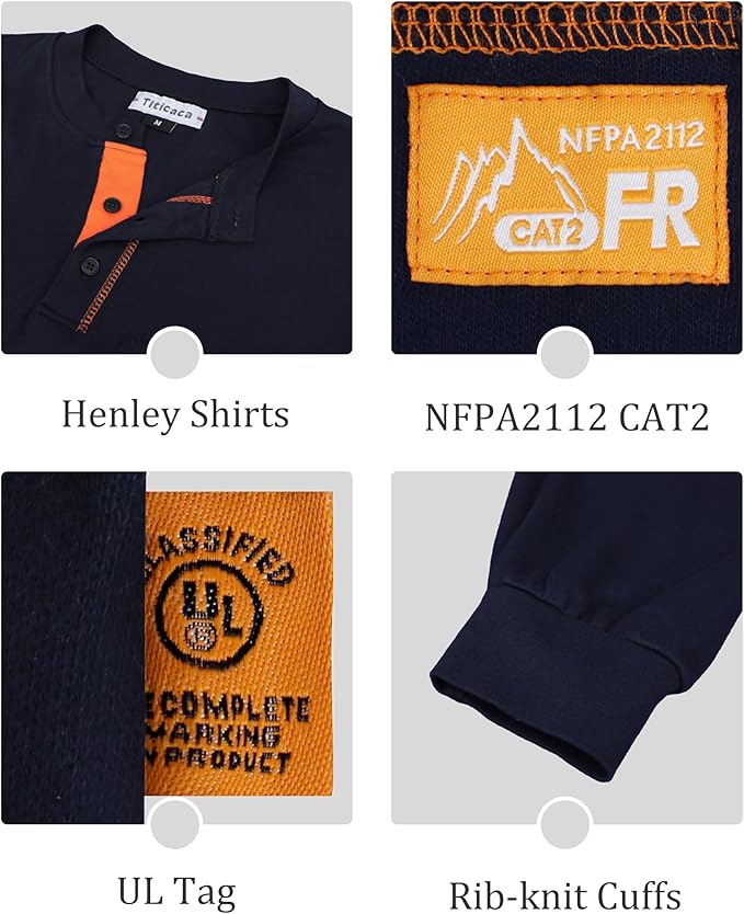 Titicaca FR Shirts Flame Resistant T Shirts 100% Cotton Men's Pre-Washed Fire Retardant T-Shirts