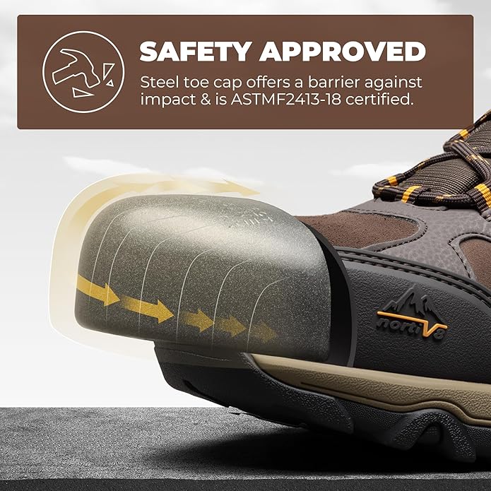 NORTIV 8 Waterproof Steel Toe Boots for Men Slip Resistant Safety Industrial Boots Paladin-Steel
