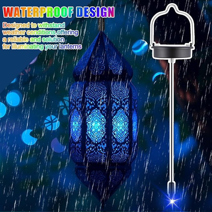 Kingdder 6 Pack Solar Light Replacement Top, 3 Inch Solar Lantern Replacement Lid with 600mah Rechargeable Battery, Waterproof Hanging Lamp Parts for Outdoor Patio Garden (Colorful Lights)