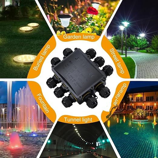 IP68 Waterproof Junction Box Outdoor 10Way 10 Cable M25 Gland Wire Connector, Extension Electrical Cable Protector for Diameter Cable Ø4-14mm Black 1Pack