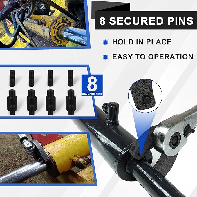 Gland Nut Wrench, Hydraulic Cylinder Spanner Wrench Adjustable of 2 with Pins & Allen Wrenches for Farm & Construction Equipment