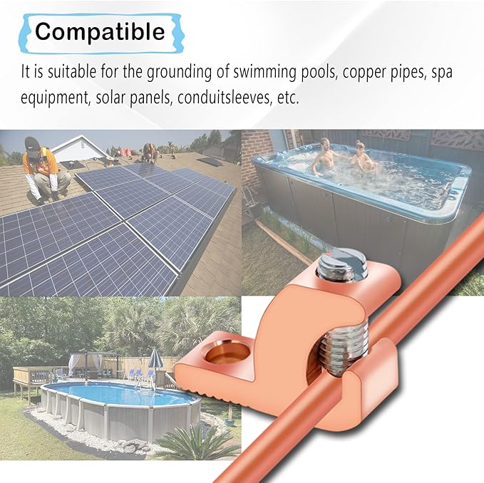 Swess 10 Packs Pool Bonding Lug, Screw Terminal, Copper, 4 AWG, 4-14 Wire Range
