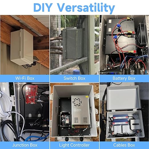 Waterproof Electrical Junction Box Outdoor, IP65 Thicken ABS Plastic Project Enclosure Weatherproof with 1 Grid Mounting Plate, 2 Cable Glands, 4 Wall Brackets and 8 Screws (Medium:11.4"x7.5"x5.7")