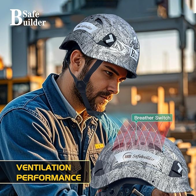 Construction Hard Hats Safety Helmet Reflective ABS Adjustable Ventilation Hardhats Industrial Head Protection ANSI Z89.1