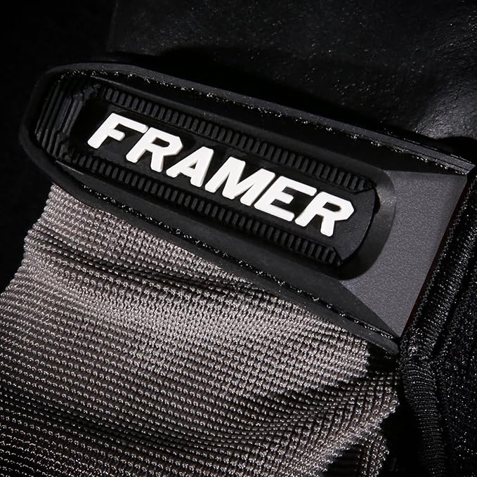 Ironclad Framer; Carpenter Work Gloves, Open Finger Dexterity, Performance Fit, Durable, Machine Washable, (1 Pair), FUG-06-XXL,Grey/Black