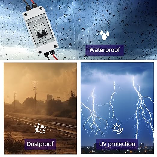 Solar Panel Disconnect Switch,30A 1000V Miniature Circuit Breaker Box IP65 Waterproof AC/DC Disconnect Box for photovoltaic Solar Panel Grid-Connected Off-Grid System Home