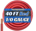 WNI 1/0 Gauge 40 Feet Red 1/0 AWG Ultra Flexible Welding Battery Copper Cable Wire - Made in The USA - Car, Inverter, RV, Solar