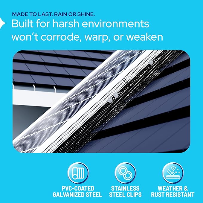 KASTLITE Solar Panel Bird Guard Mesh Kit - 6in x 100ft PVC Coated Galvanized Wire Screen, 100 Stainless Clips, Pliers & Gloves - No Drill Critter Shield, Rodent Barrier Fence for Under Panels, Black