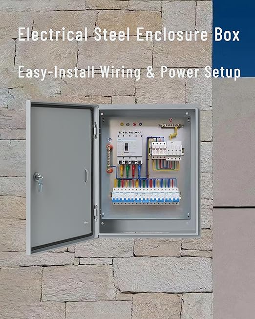 Waterproof Electrical Enclosure 20 x 12 x 10'', Outdoor Electrical Box Weatherproof, Electrical Junction Box with Reinforced Lock