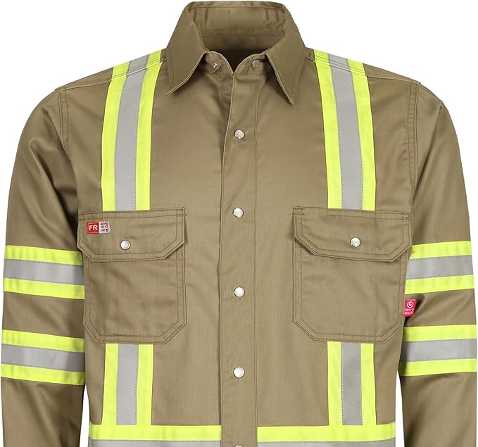 TICOMELA FR Shirts for Men High Visibility/Hi Vis Flame Resistant/Fire Retardant Shirt 6.5oz Men's Welding Shirts