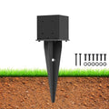 1 Pcs 6"x6" Fence Post Anchor,(Internal 5.6"x5.6"),Metal Fence Post Anchor Ground Spike 22" with Black Powder-Coated,Fence Stakes Post Base for Deck,Fence,Porch,Railing,Mailbox.