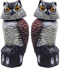 Hedoc 2 Pack Fake Owl Decoys to Scare Birds Away(15 inch), Rotating Head Sculptures, Nature Enemy Scarecrow Plastic Statues, Pest Repellent,Pigeon Deterrent Outdoor Yard, Garden Protectors