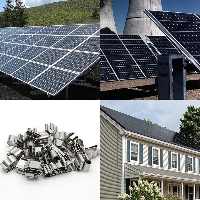 50Pcs Trailer Frame Wire Clips, 19mm Length Solar Panel Wire Clips, 304 Stainless Steel Cable Clamps Double-Wire Clips for PV Wiring Boat Cable