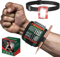 Magnetic Wrist band with LED Light, Magnet Tool Belt Wrist Band for Screw and Nail, Adjustable Wrist Tool Holder, Birthday Gifts for Men, Dad, Him, Mechanic, Woodworker, Handyman