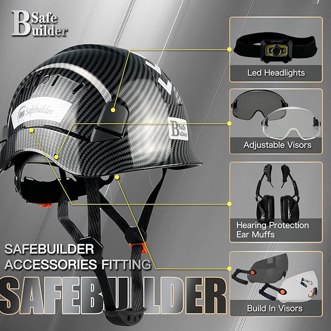Construction Safety Helmet ABS Hard Hat Adjustable Ventilation System Hardhats Industrial Work Head Protection for Men Certified ANSI/ISEA Z89.1