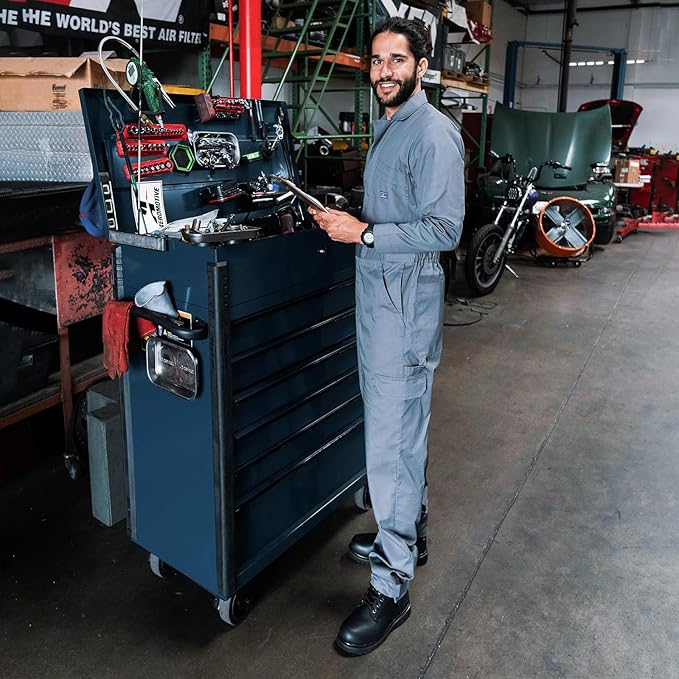 HISEA Men's Long Sleeve Coverall, Stain & Wrinkle Resistant Mens Work Coverall with Multi Pockets