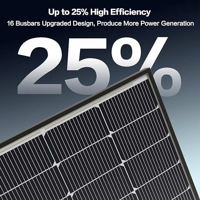 100 Watt Solar Panel, N-Type 16BB 100W Solar Panels, Monocrystalline 25% High Efficiency 12V Solar Module for Boat, Home, RV Battery and Off-Grid Applications