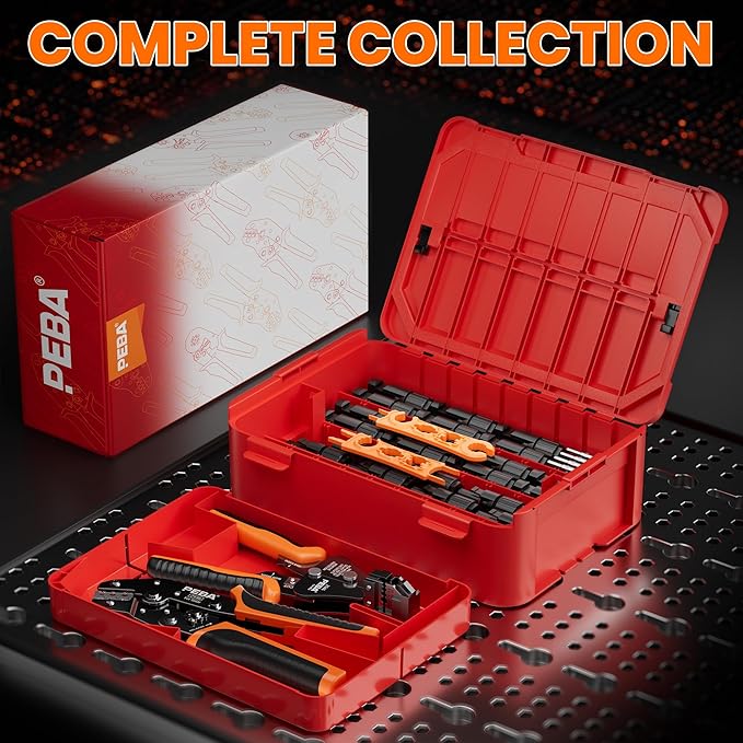 PEBA Solar Connector Crimping Tool Kit for AWG 16-10 Solar Panel Cable Wire with 14 Pairs IP68 Solar Connectors Plug & Wire Stripper & Spanner Wrench | Pro-Grade Ratchet Crimp Tool for Installers