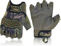 HANDLANDY Fingerless Work Gloves for Mens & Women, Uwrist Half Finger Shock-Absorbing Breathable Glove