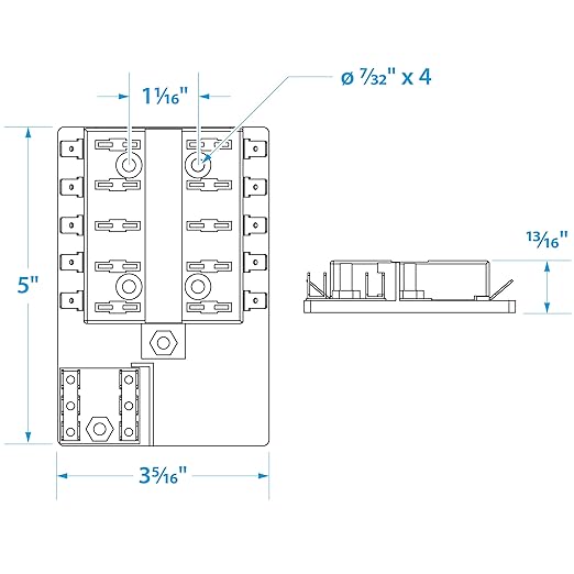 Seachoice Fuse Block ATO/ATC, 10 Gang Ground Bar 12V