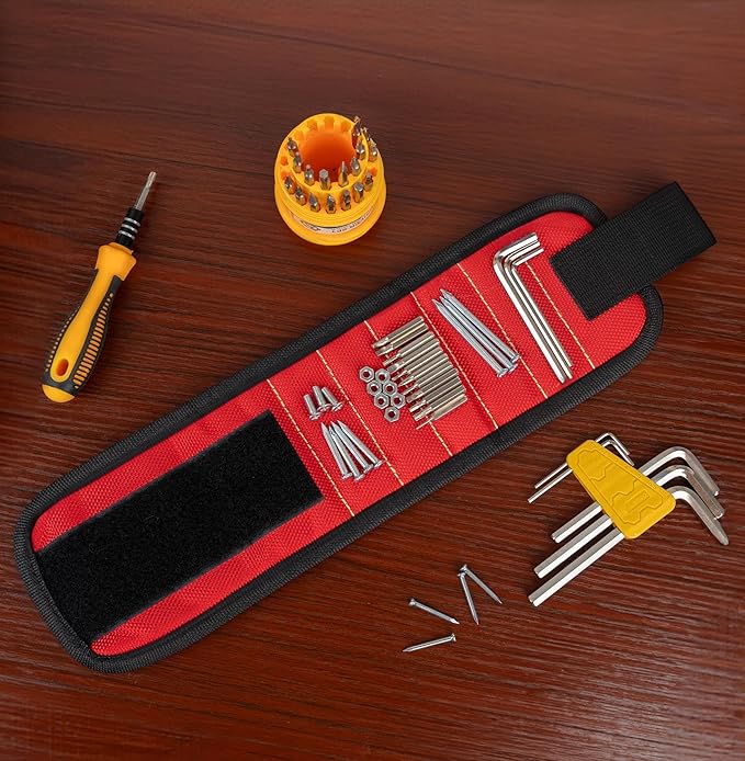 Magnetic Wristband For Tools, Wrist Magnet For Screws Nails And Drill Bits, Valentine's Day gifts For Men, Gadget Gift For Dad Him Husband Who Have Everything Wants Nothing, 2 Pack