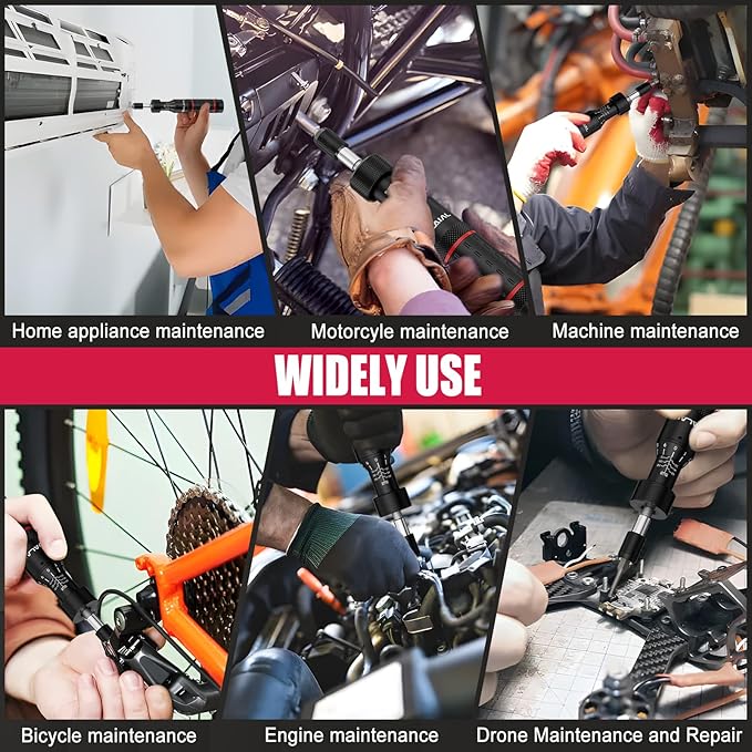 Torque Screwdriver Set 10-60 in-lb, Adjustable Inch-Pound Torque Driver Kit with S2 Steel Bits & Case – Prevents Over-Tightening for Bike Repair, Scope Mounting & Optics