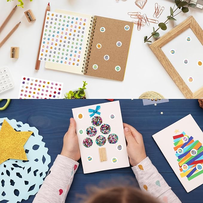2400 Pcs Small Stickers for Kids,Easter Egg Mini Sticker Colorful Paper Decals 10 Egg Styles Self-Adhesive Stickers for Party Envelopes Scrapbook Gifts DIY Supplies,0.5in（Egg）