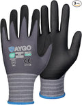 KAYGO Safety Work Gloves MicroFoam Nitrile Coated, 3 Pairs KG18NB,Seamless Knit Nylon Glove for Men and Women, Ideal for Automotive,Warehouse,Construction (Medium,Gray)