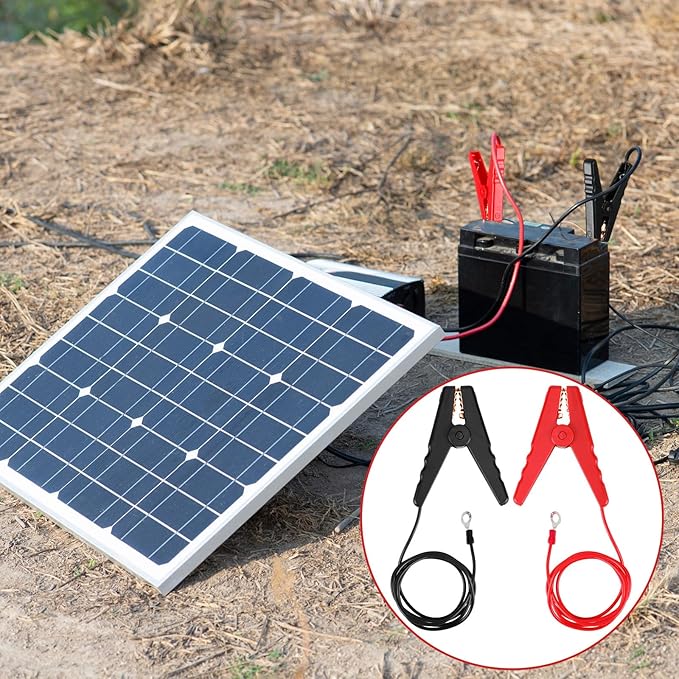 Kanayu 6 Pcs 3 ft Solar Electric Fence Wire Connectors Solar Fence Charger Connectors Electric Connect Clips Lead Copper Wire with Alligator Clip