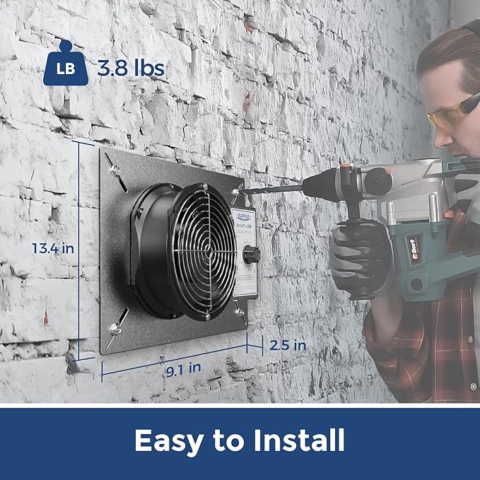 ALORAIR 260CFM Crawl Space Ventilator Fan, 6.7 Inch Basement Vent Fan with Humidistat & Thermostat, IP-55 Rated Isolation Mesh for Crawlspace, Garage, Attic, Exhaust