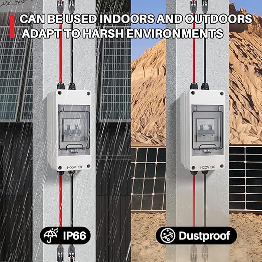 50 Amp Disconnect Box with Breaker,Solar Panel Disconnect Switch 1000 VDC,IP65 Breaker Box for Solar PV Homes