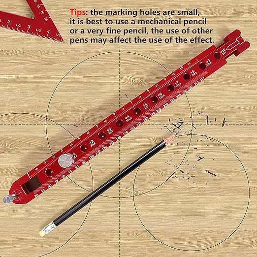 Large Compass for Drawing Circles, Portable Aluminum Alloy Woodworking Arc Ruler, Metric/British Carpenter Fixed-Point Marking Gauge Tool