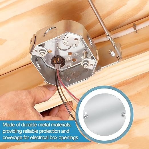 10pack 4 Inch Round Cover Plate Fits Standard Flat 4-Inch Round Electrical Box for Wall or Ceiling Junction Box Cover