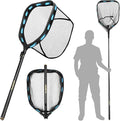 PLUSINNO Floating Fishing Net with Telescoping Handle, Carbon Fiber Ultralight Long Fish Net, Collapsible Landing Net 6.56/7.86Ft, Fishing Gear Kayak Accessories for Bass Trout Salmon