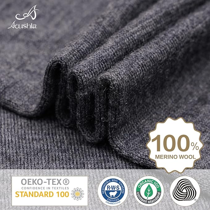 ACUSHLA 100% Merino Wool Neck Gaiter for Men & Women Ski Face Mask Winter Scarf Neck Warmer All Weather, Midweight Maple Leaf