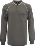 KONRECO FR Shirts for Men Long Sleeve 7oz Cotton Flame Resistant/Fire Retardant CAT2 Henley Shirt