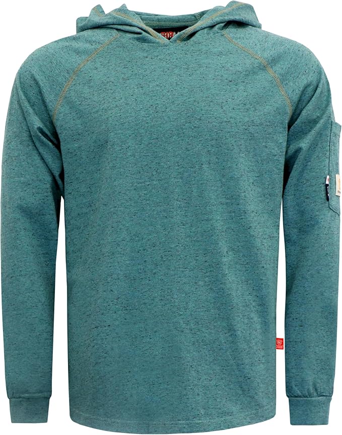 BOCOMAL FR Hooded T Shirts Heather Series 6oz Flame Resistant NFPA2112 CAT2 Fire Retardant Hoodies Work Shirt