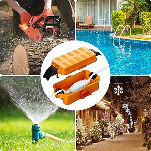 Flemoon IP55 Small Outdoor Electrical Box Waterproof (Inner 5.9 x 3.2 x 1.8inch), Extension Cord Cover with Detachable Awning Covers for Plug, Outlet, Holiday Lights, Orange