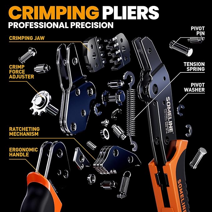 SOMELINE Crimping Tool Connector Kit, 41 Types of Connectors (2.54-4.2mm), Compatible with Molex Mini-Fit Jr 4.2mm, Standard .062" (3.68mm), Dupont 2.54mm, KF2510 and KK254, Crimper for 30-16 AWG Wire