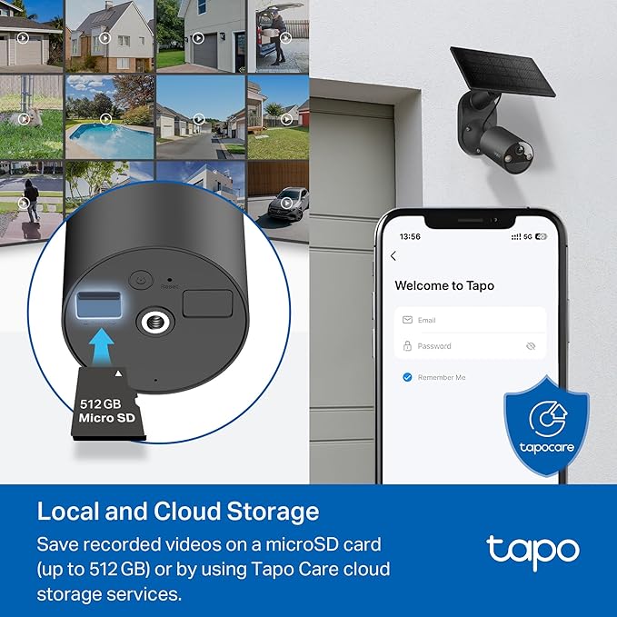 Tapo SolarCam 1080p Outdoor Wireless Security Camera - Battery Power with Solar, Person Detection, Subscription-Free Local Storage or Optional Cloud, Works with Alexa & Google Assistant, C403 KIT