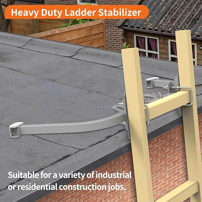 Aluminum Ladder Stabilizer, Heavy Duty Extended Ladder Accessories for Roof Gutter Guard Cleaning with Tool Tray, Ladder Stand-Off Wing Span with Non-Slip Rubber Bottom Pad