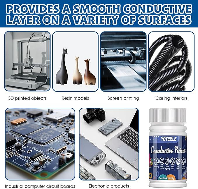 Guitar Shielding Paint, Conductive Paint, Noise Reduction, Reduces Hum, Excellent Adhesion, Water-based Formula for Guitar Cavity Shielding, Black, 50G（Resistivity: 10-90 ohms/cm）