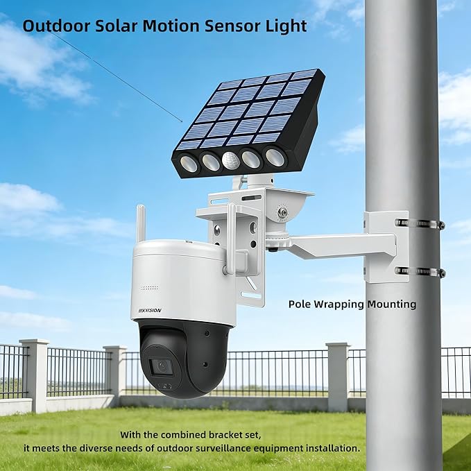 Security Camera Mount System - Modular 3-in-1 Adjustable Clamp-on Bracket | Fit Pole/Corner/Wall, ndoor Outdoo Screw & Clamp Installation for CCTV, Flood Lights, Solar Panels