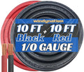 WNI 1/0 Gauge 10 Feet Black 10 Feet Red 1/0 AWG Ultra Flexible Welding Battery Copper Cable Wire - Made in The USA - Car, Inverter, RV, Solar
