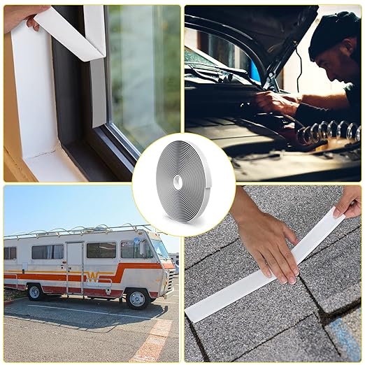 Butyl Seal Putty Tape Grey 1 Inch x 30 Feet(4 Pack),Leak Proof Butal Tape for RV Repair, Window, Boat Sealing, Glass and EDPM Rubber Roof Patching