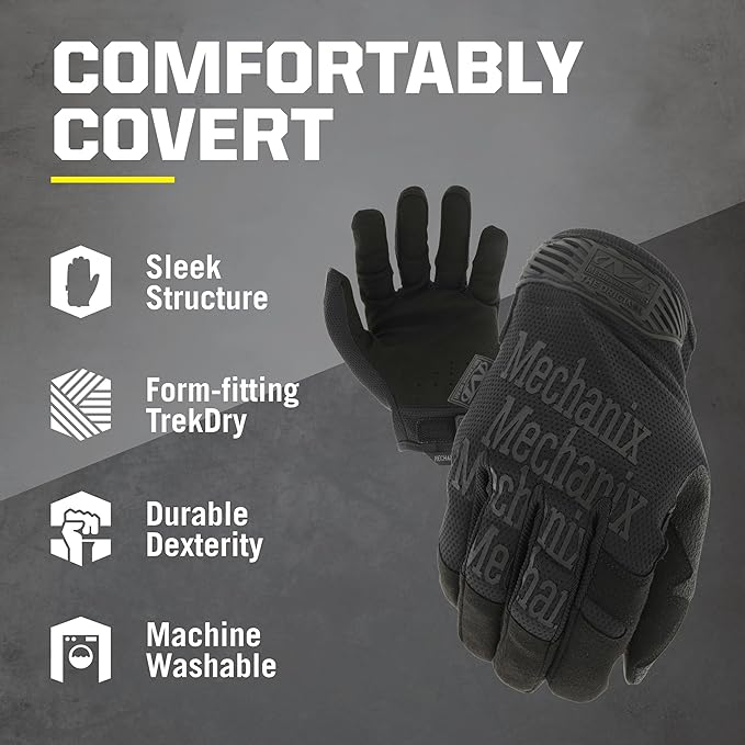 Mechanix Wear Original Tactical Glove - High Performance Anti-Slip Grip Safety Gloves - Impact Resistant & Touchscreen Capable - Small - Covert Black