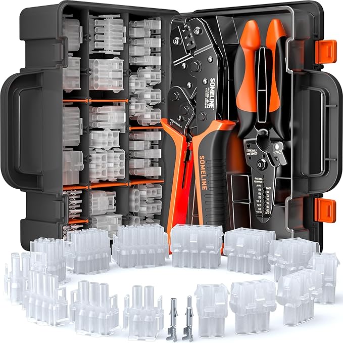 SOMELINE MLX .084" (2.13mm) Connector Crimping Tool Kit, 6.35mm Pitch Pin & Socket Housing (2-15 Pin), 20-14 AWG Terminals, Compatible with Molex MLX for Washer, Dryer, Refrigerator & HVAC Repair