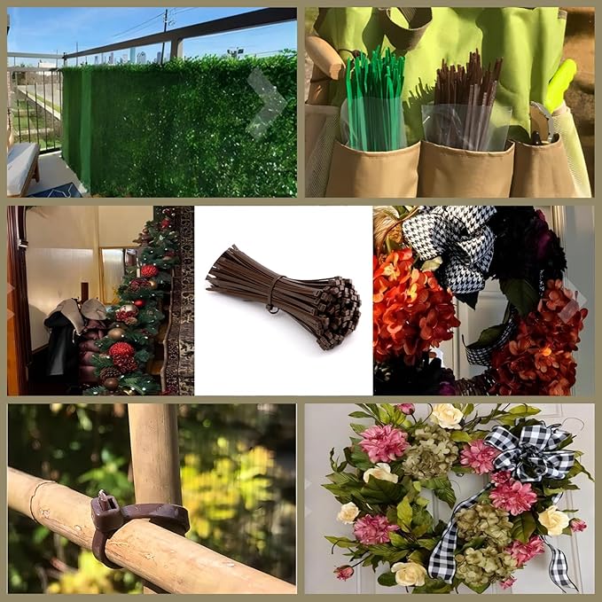8 Inch Dark Brown Zip Ties 100 Pack, Wood Color Cable Ties UV Resistant Outdoor Use- 50lb Strength Zip Tie for Garland Gardening, PC Cable Management, Zipties Tightening Tools Sip Ties
