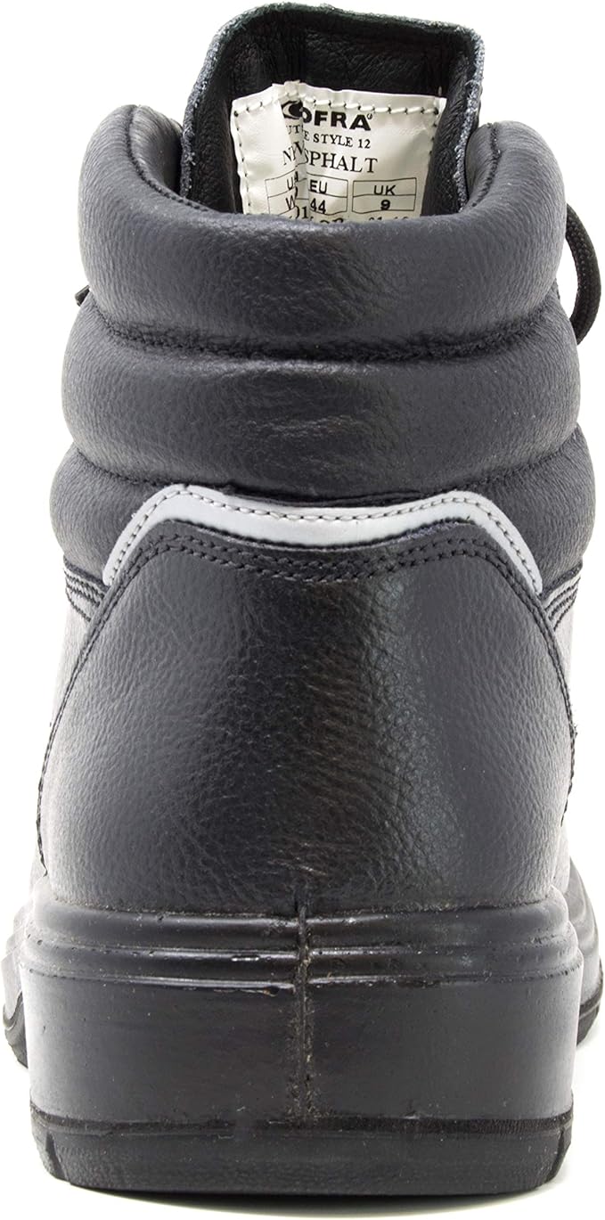 COFRA Leather Work Boots - NEW ASPHALT Treadless Footwear with Composite Safety Toe & Heat Defender Nitrile Rubber Outsole - Size 9.5